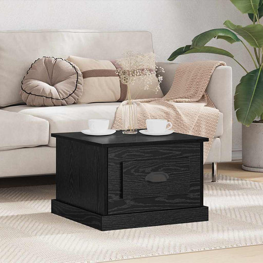 Salontafel met lade Zwart Eiken 50 x 50 x 35 cm Bewerkt hout is nu te koop bij PeponiXL, paradijselijk wonen!