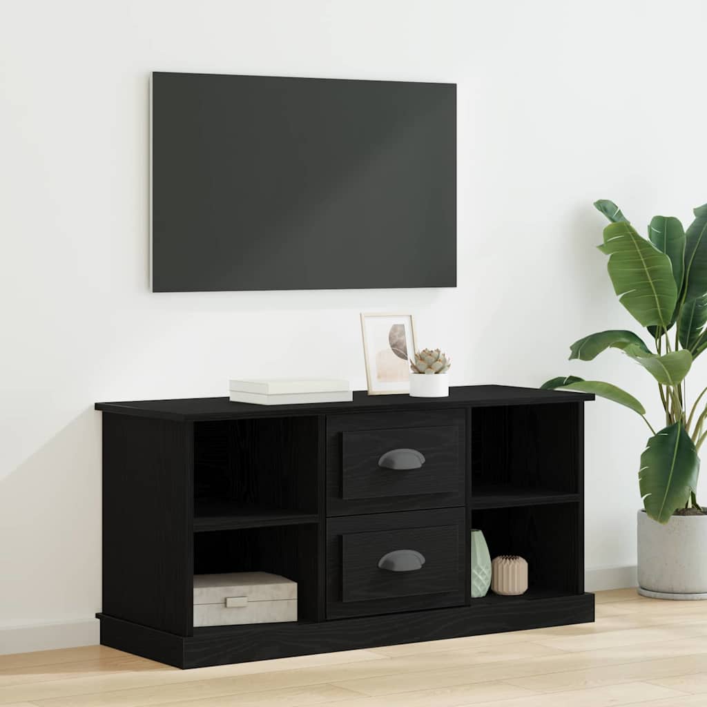TV-kast met lade Zwart Eiken 99,5 x 35,5 x 48 cm Bewerkt hout is nu te koop bij PeponiXL, paradijselijk wonen!
