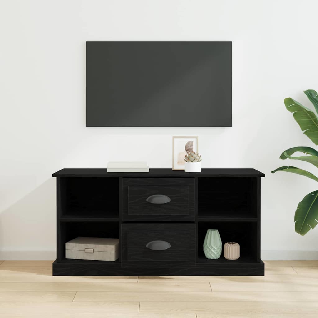 TV-kast met lade Zwart Eiken 99,5 x 35,5 x 48 cm Bewerkt hout is nu te koop bij PeponiXL, paradijselijk wonen!