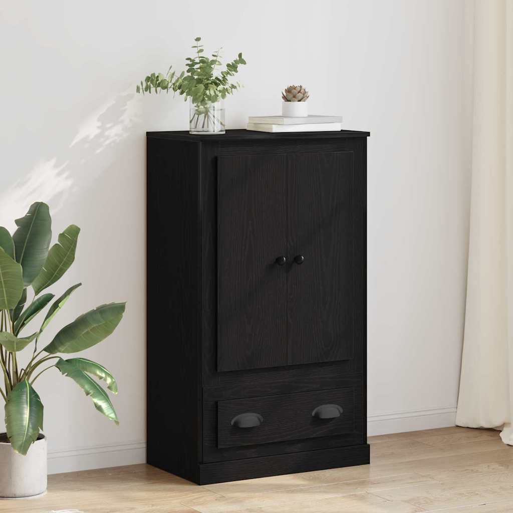 Highboard Zwart Eiken 60 x 35,5 x 103,5 cm Bewerkt hout is nu te koop bij PeponiXL, paradijselijk wonen!