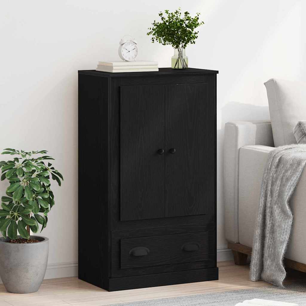 Highboard Zwart Eiken 60 x 35,5 x 103,5 cm Bewerkt hout is nu te koop bij PeponiXL, paradijselijk wonen!
