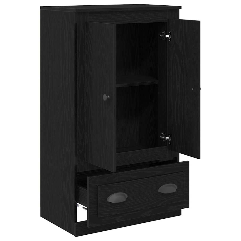 Highboard Zwart Eiken 60 x 35,5 x 103,5 cm Bewerkt hout is nu te koop bij PeponiXL, paradijselijk wonen!