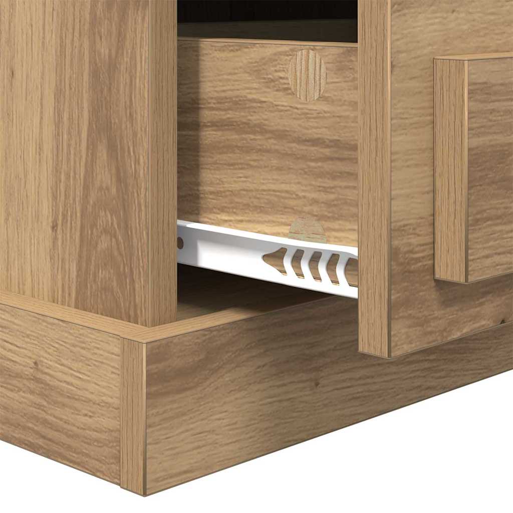 Nachtkastje met lade Artisan Eiken 36 x 43 x 60 cm Bewerkt hout is nu te koop bij PeponiXL, paradijselijk wonen!