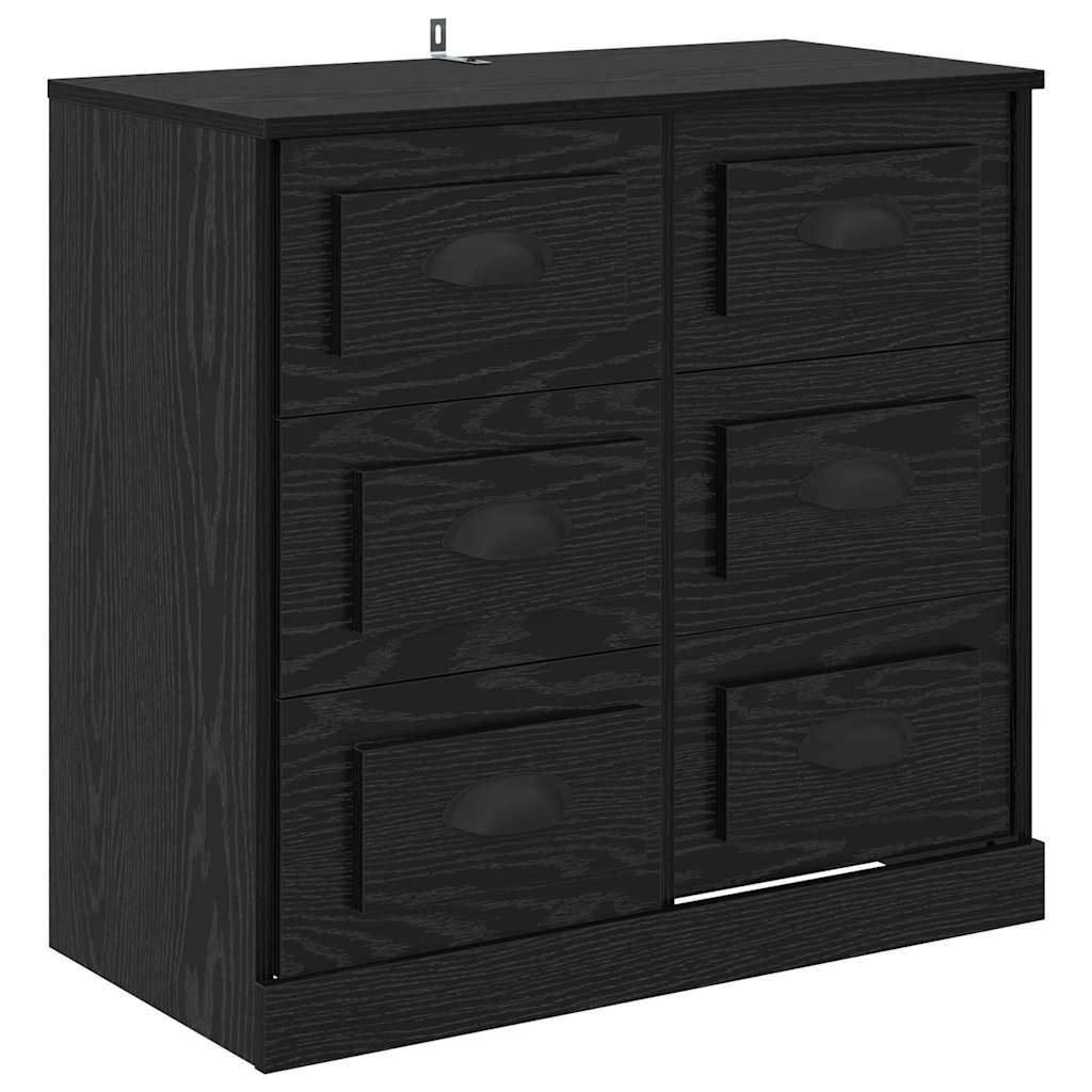 Dressoir met lade Zwart Eiken 70 x 35,5 x 67,5 cm Bewerkt hout is nu te koop bij PeponiXL, paradijselijk wonen!