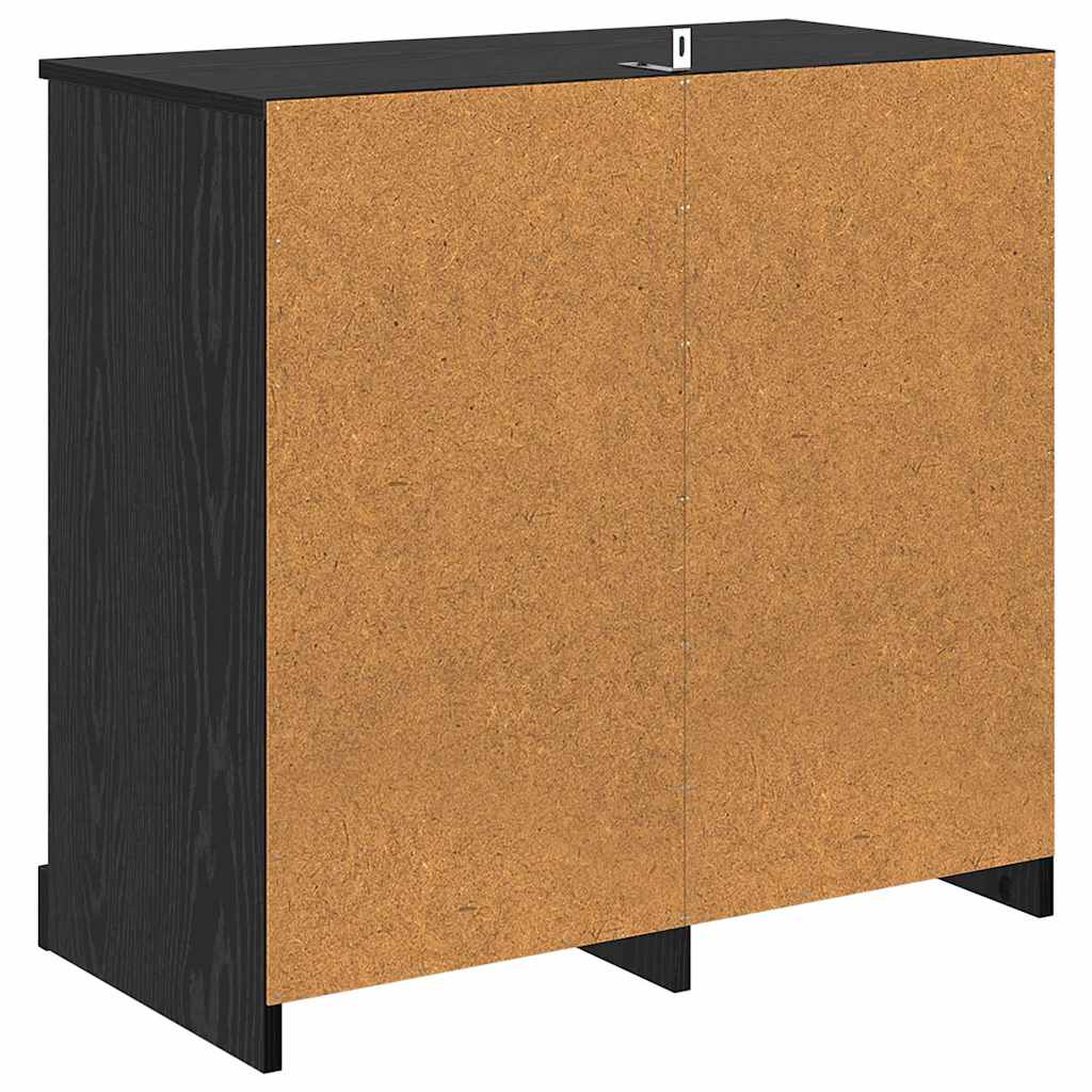 Dressoir met lade Zwart Eiken 70 x 35,5 x 67,5 cm Bewerkt hout is nu te koop bij PeponiXL, paradijselijk wonen!
