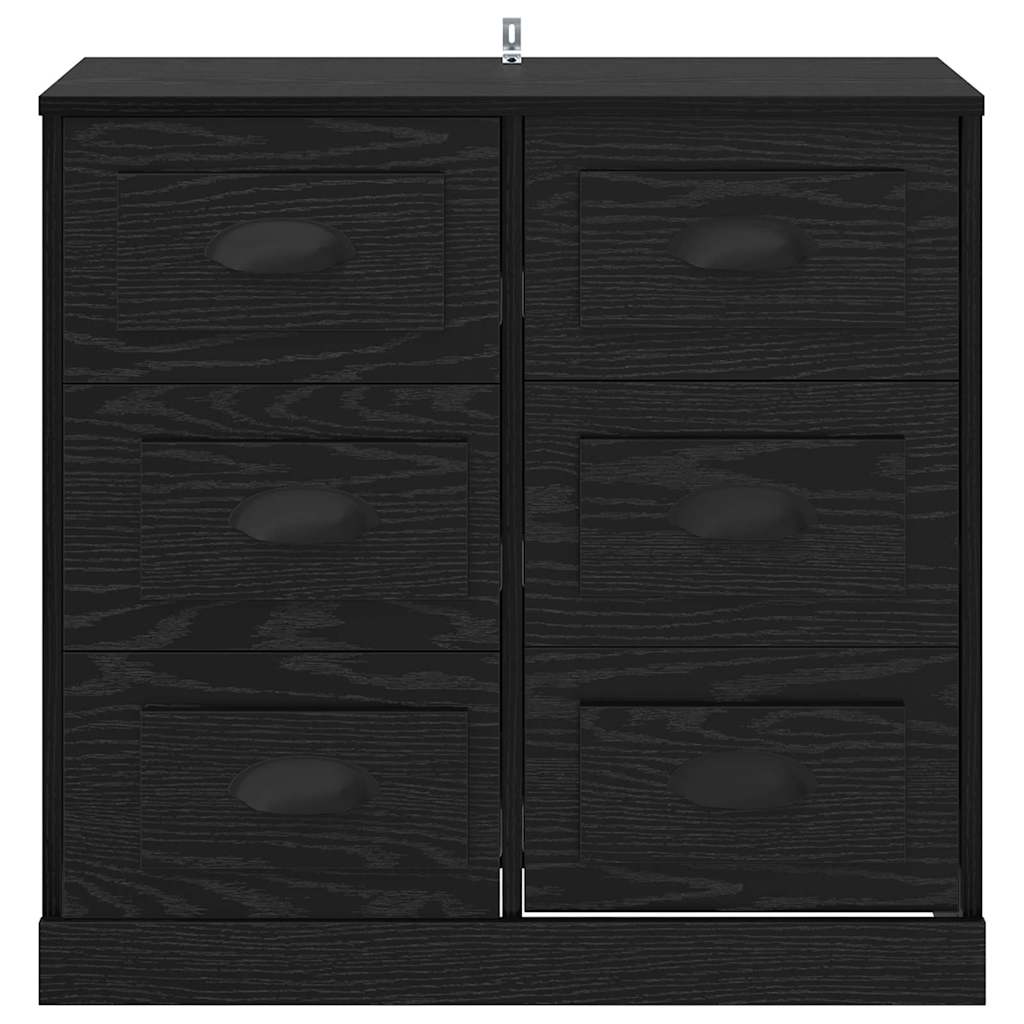 Dressoir met lade Zwart Eiken 70 x 35,5 x 67,5 cm Bewerkt hout is nu te koop bij PeponiXL, paradijselijk wonen!