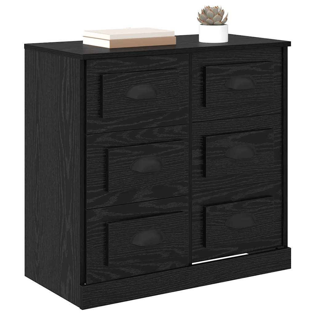 Dressoir met lade Zwart Eiken 70 x 35,5 x 67,5 cm Bewerkt hout is nu te koop bij PeponiXL, paradijselijk wonen!