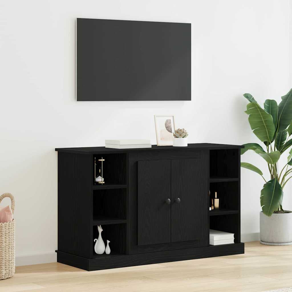 Dressoir Zwart Eiken 100 x 35,5 x 60 cm Bewerkt hout is nu te koop bij PeponiXL, paradijselijk wonen!