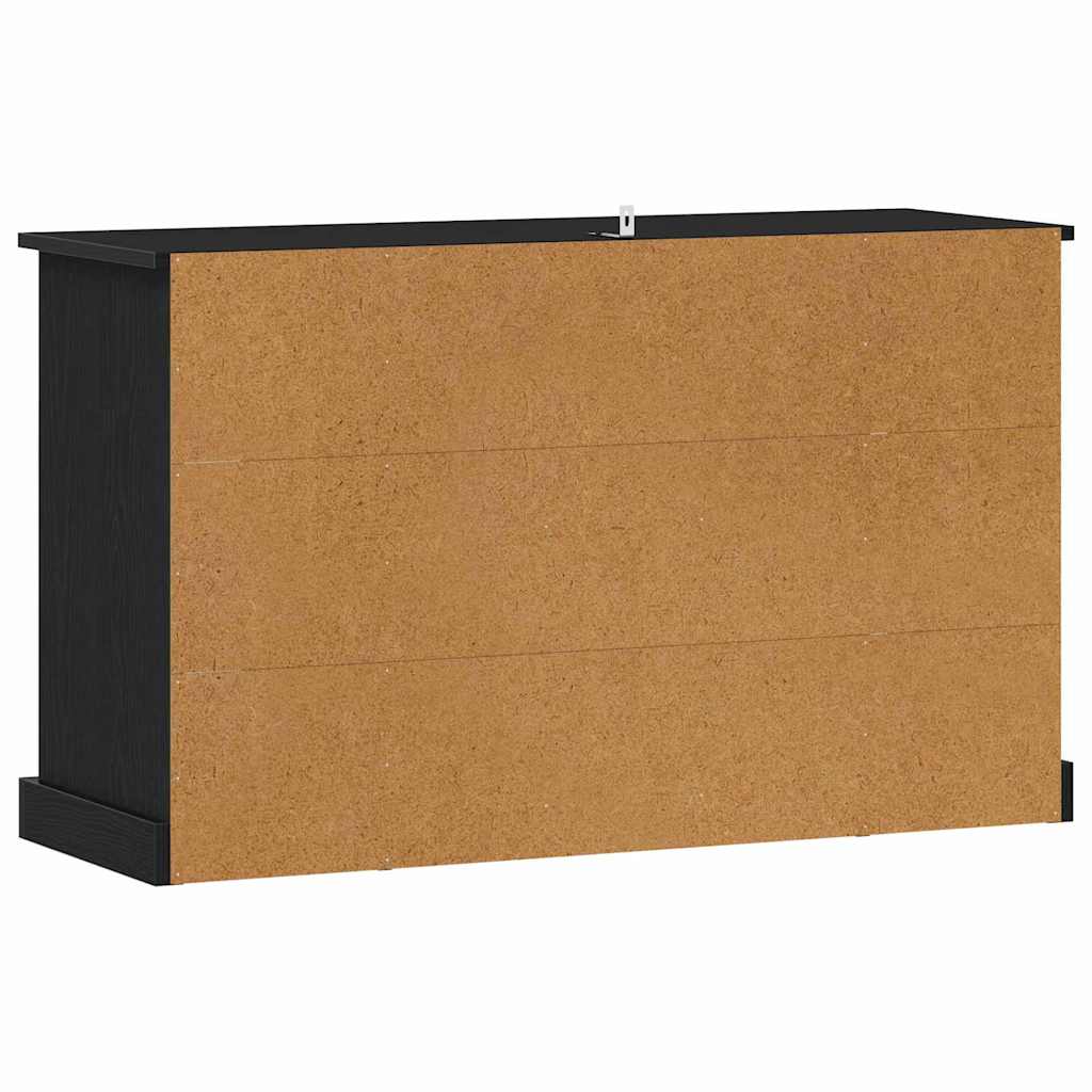 Dressoir Zwart Eiken 100 x 35,5 x 60 cm Bewerkt hout is nu te koop bij PeponiXL, paradijselijk wonen!