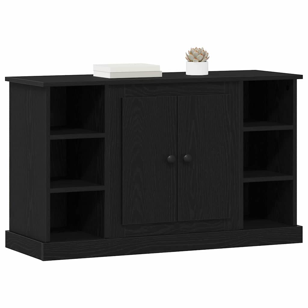 Dressoir Zwart Eiken 100 x 35,5 x 60 cm Bewerkt hout is nu te koop bij PeponiXL, paradijselijk wonen!