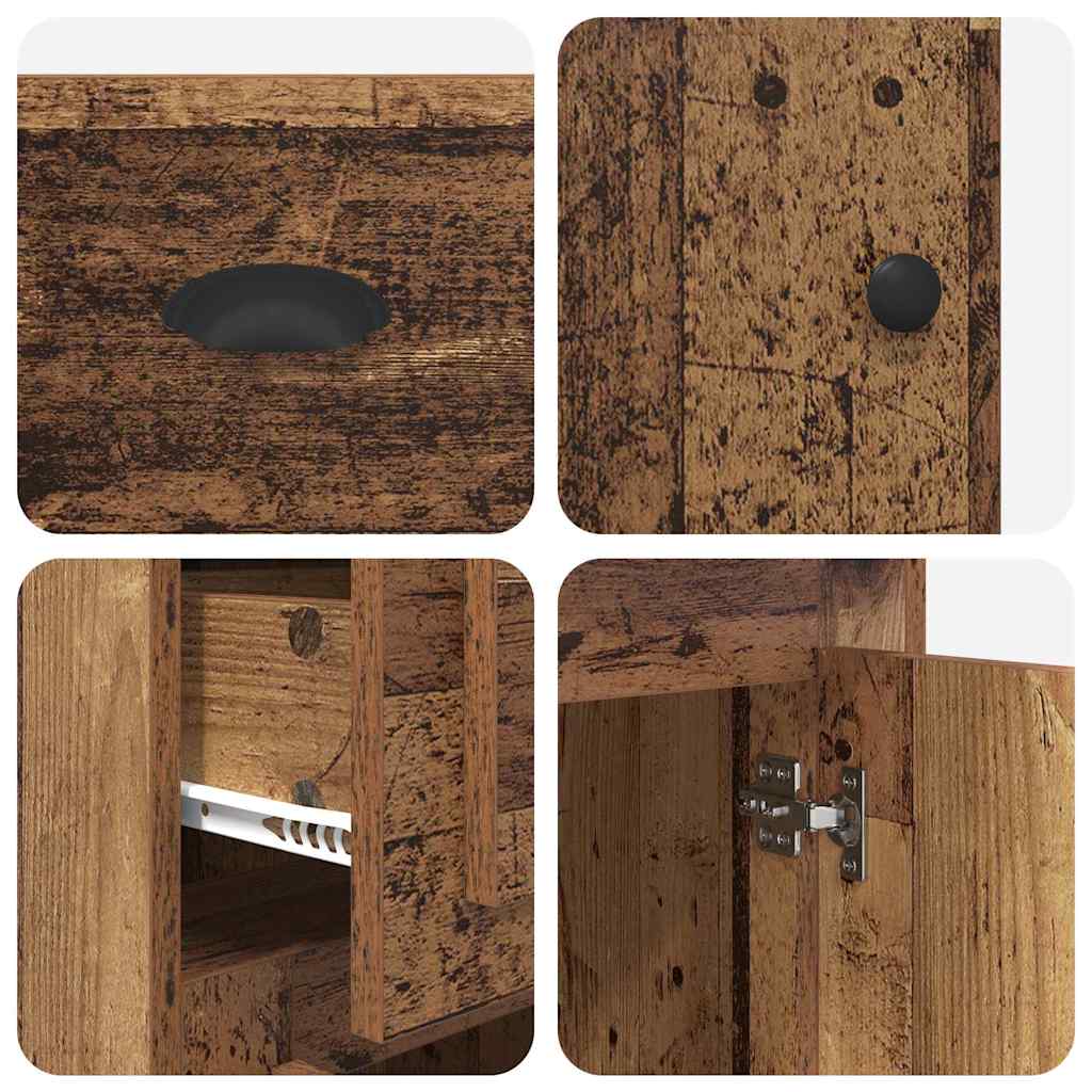 Bijzetkast Wandgemonteerd Oud hout 40 x 50 x 75 cm Bewerkt hout is nu te koop bij PeponiXL, paradijselijk wonen!