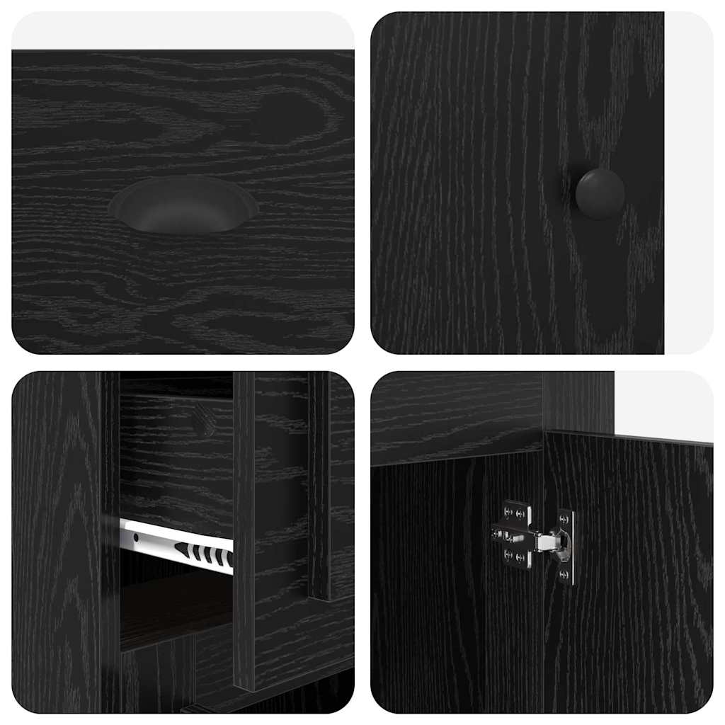 Bijzetkast Zwart Eiken 40 x 50 x 75 cm Bewerkt hout is nu te koop bij PeponiXL, paradijselijk wonen!