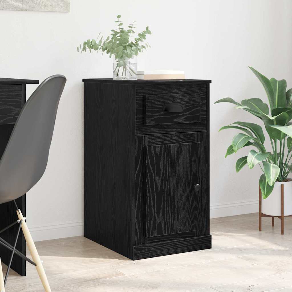 Bijzetkast Zwart Eiken 40 x 50 x 75 cm Bewerkt hout is nu te koop bij PeponiXL, paradijselijk wonen!