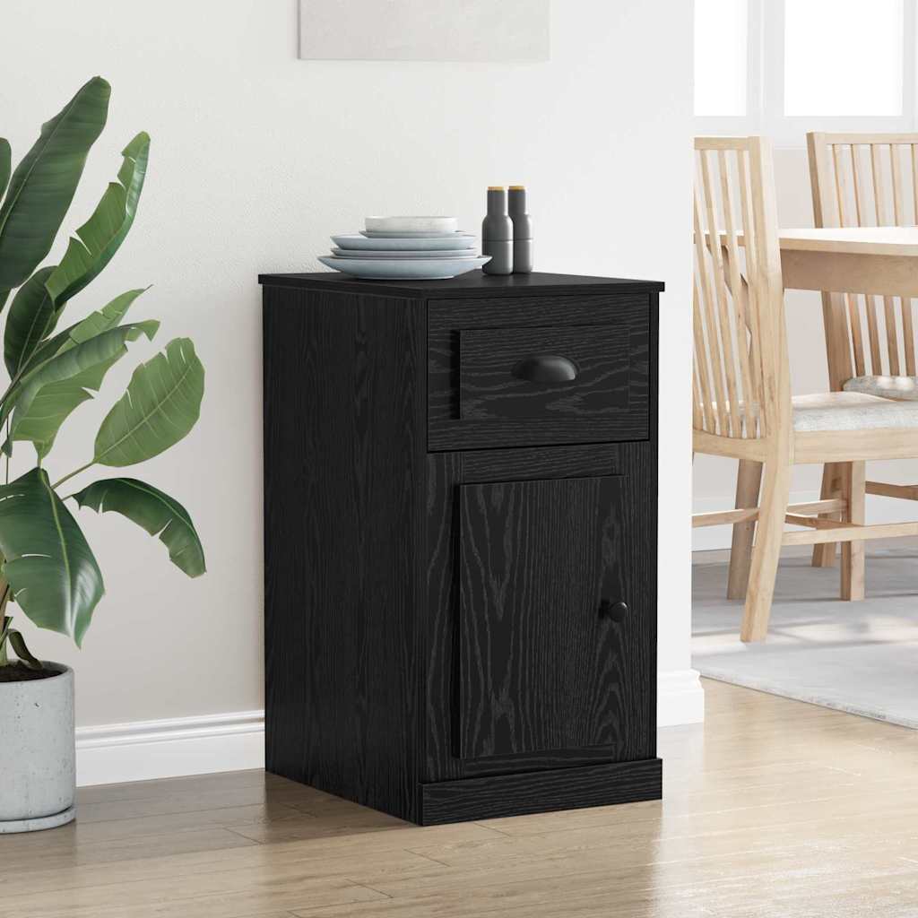 Bijzetkast Zwart Eiken 40 x 50 x 75 cm Bewerkt hout is nu te koop bij PeponiXL, paradijselijk wonen!