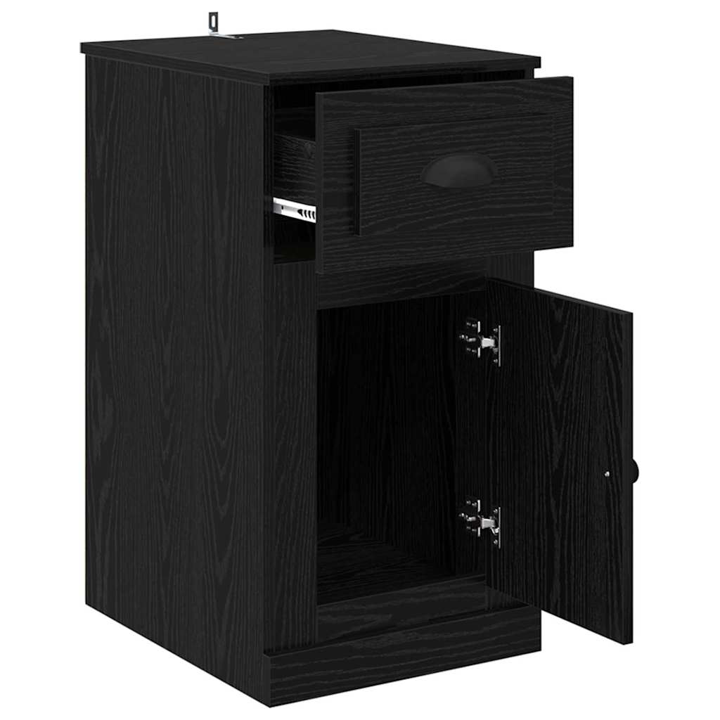 Bijzetkast Zwart Eiken 40 x 50 x 75 cm Bewerkt hout is nu te koop bij PeponiXL, paradijselijk wonen!