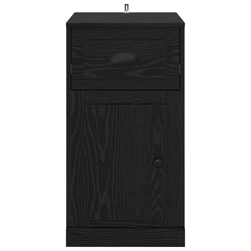 Bijzetkast Zwart Eiken 40 x 50 x 75 cm Bewerkt hout is nu te koop bij PeponiXL, paradijselijk wonen!