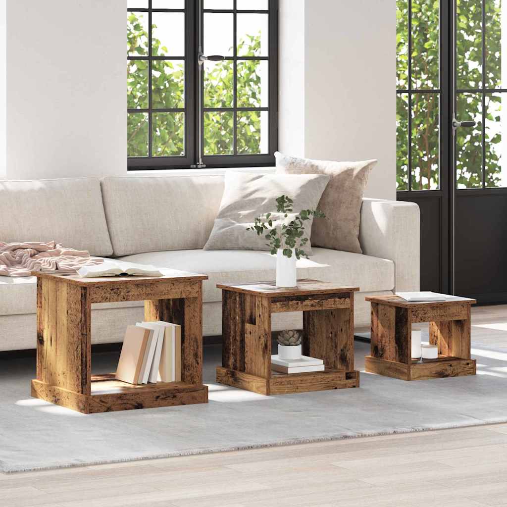 Salontafel 3 pcs Oud Hout Bewerkt hout is nu te koop bij PeponiXL, paradijselijk wonen!