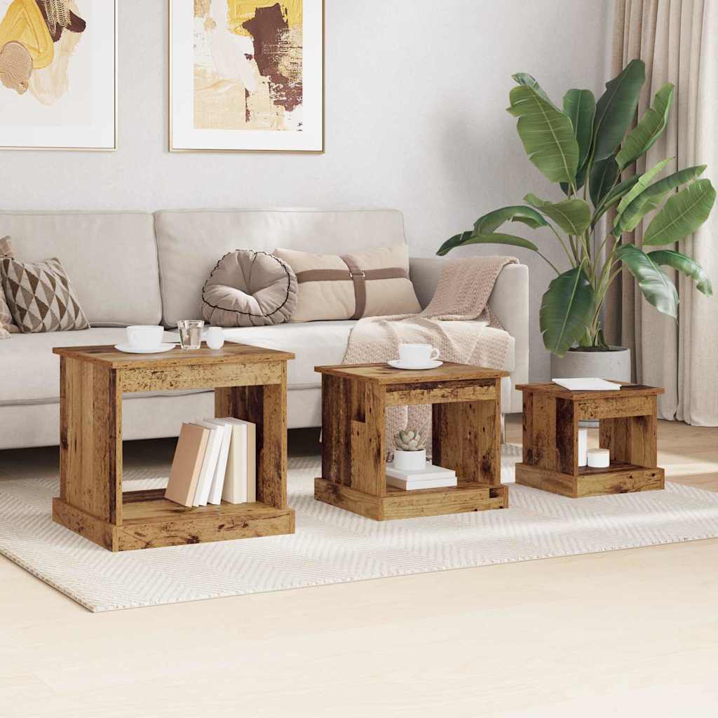 Salontafel 3 pcs Oud Hout Bewerkt hout is nu te koop bij PeponiXL, paradijselijk wonen!