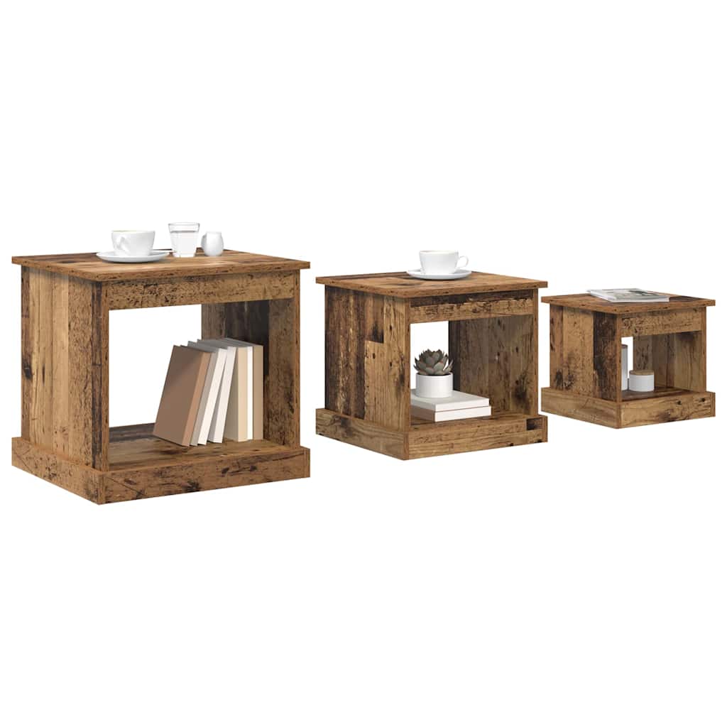 Salontafel 3 pcs Oud Hout Bewerkt hout is nu te koop bij PeponiXL, paradijselijk wonen!