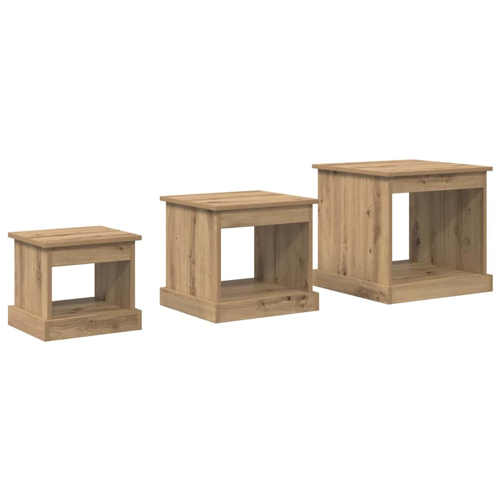 Salontafel 3 pcs Artisan Eiken Bewerkt hout is nu te koop bij PeponiXL, paradijselijk wonen!