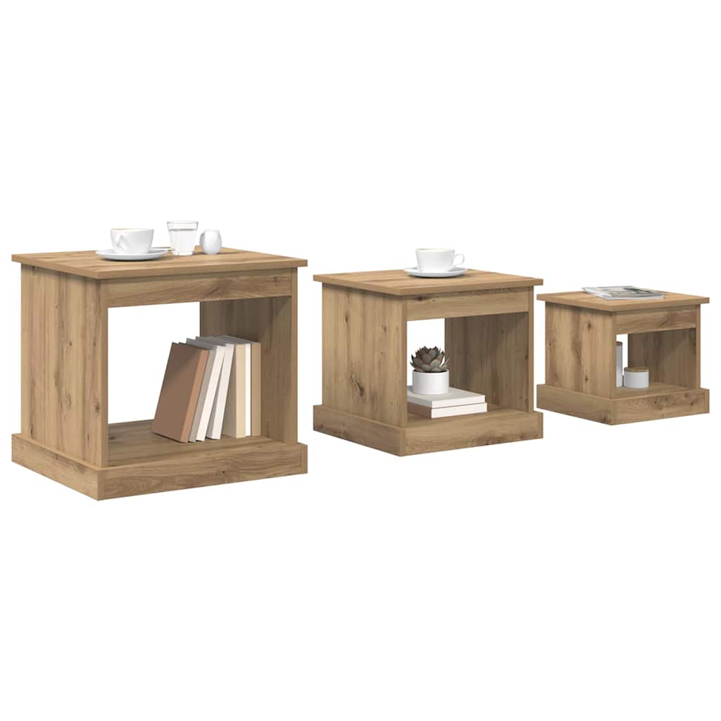 Salontafel 3 pcs Artisan Eiken Bewerkt hout is nu te koop bij PeponiXL, paradijselijk wonen!