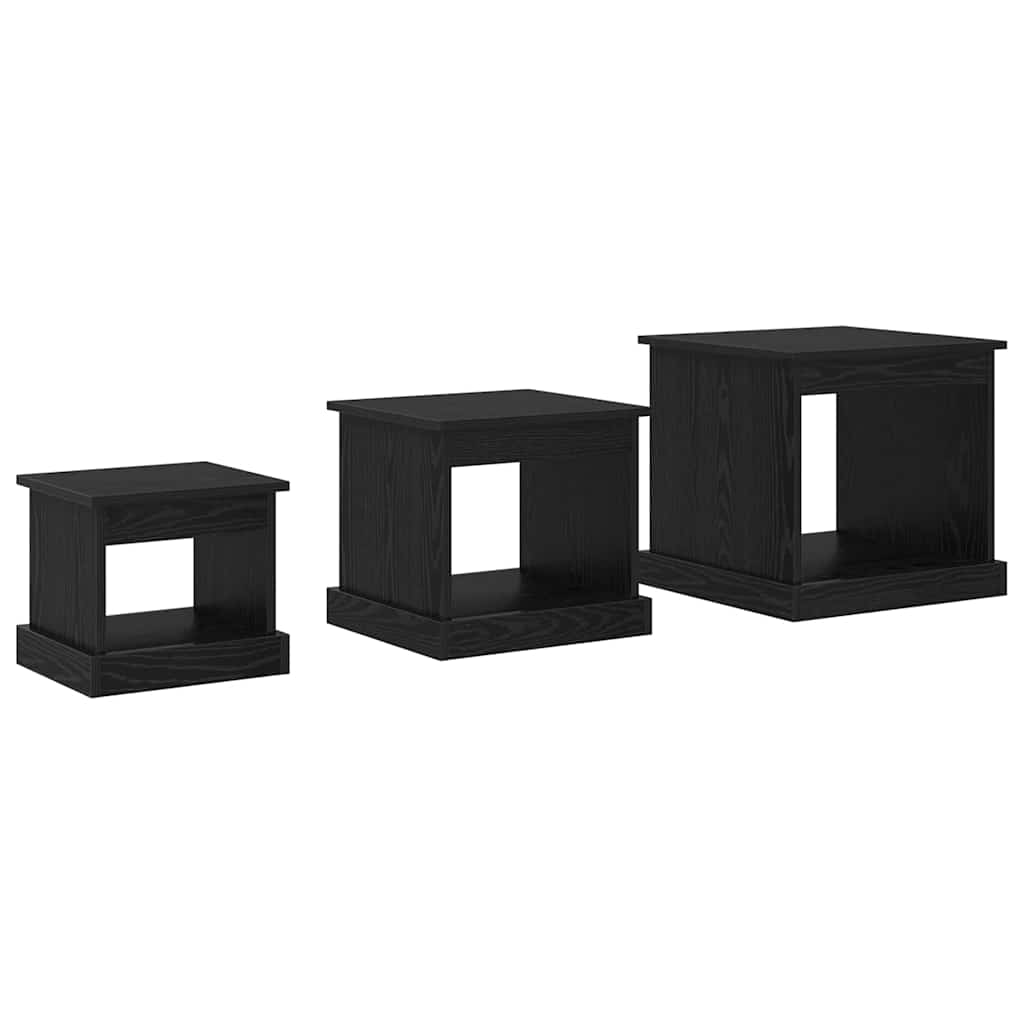 Salontafel 3 pcs Zwart Eiken Bewerkt hout is nu te koop bij PeponiXL, paradijselijk wonen!