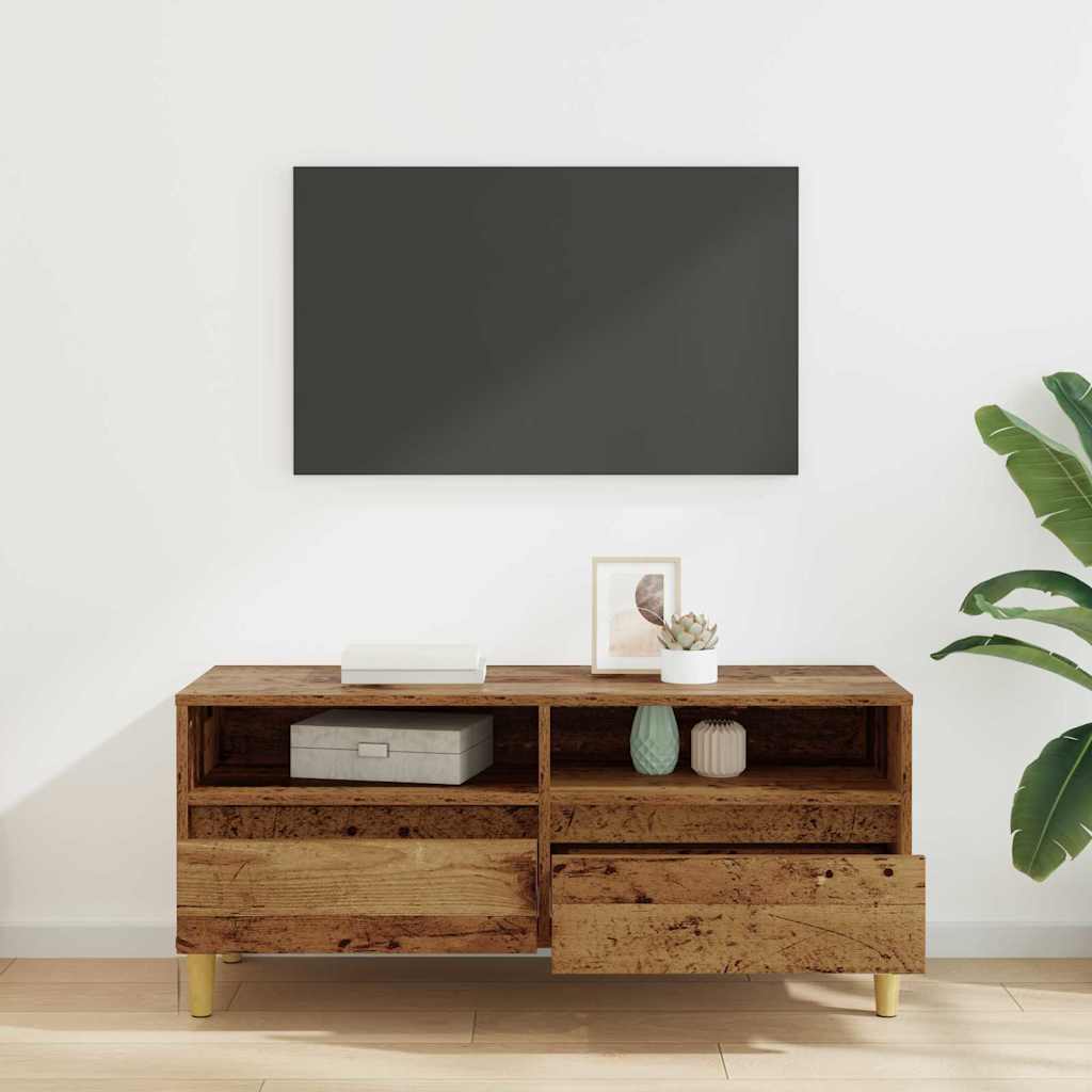 TV-kast met lade Oud Hout 100 x 34,5 x 44,5 cm Bewerkt hout is nu te koop bij PeponiXL, paradijselijk wonen!