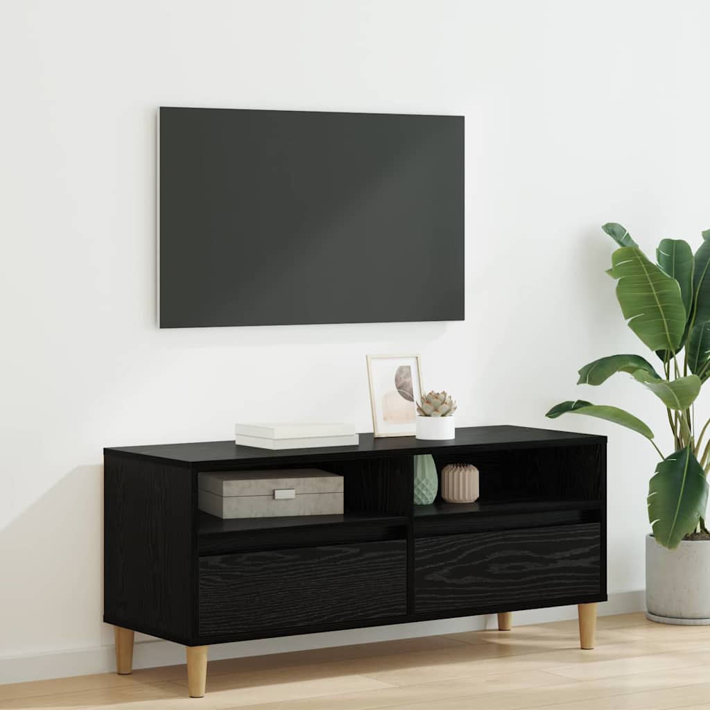 TV-kast met lade Zwart Eiken 100 x 34,5 x 44,5 cm Bewerkt hout is nu te koop bij PeponiXL, paradijselijk wonen!