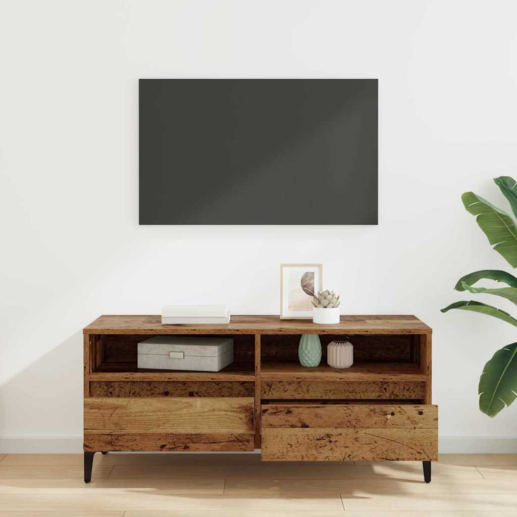 TV-kast Oud Hout 100 x 34,5 x 44,5 cm Gemonteerd hout en ijzer is nu te koop bij PeponiXL, paradijselijk wonen!