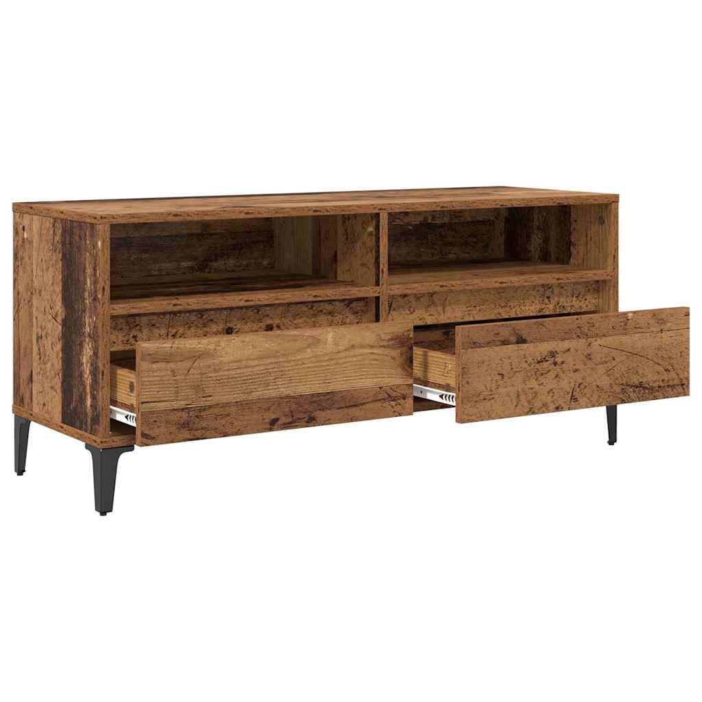 TV-kast Oud Hout 100 x 34,5 x 44,5 cm Gemonteerd hout en ijzer is nu te koop bij PeponiXL, paradijselijk wonen!