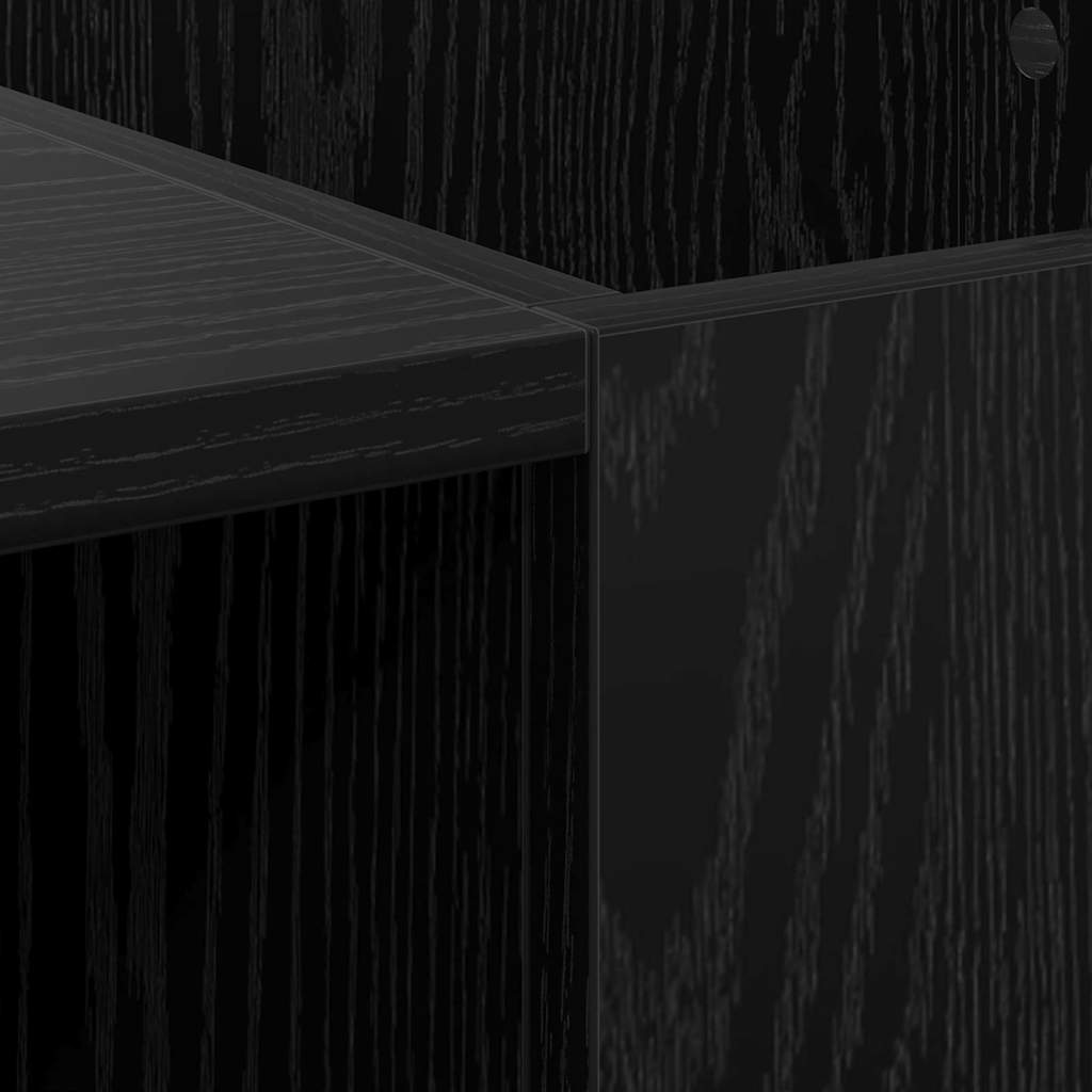 Platenkast Zwart Eiken 121 x 38 x 48 cm Bewerkt hout is nu te koop bij PeponiXL, paradijselijk wonen!