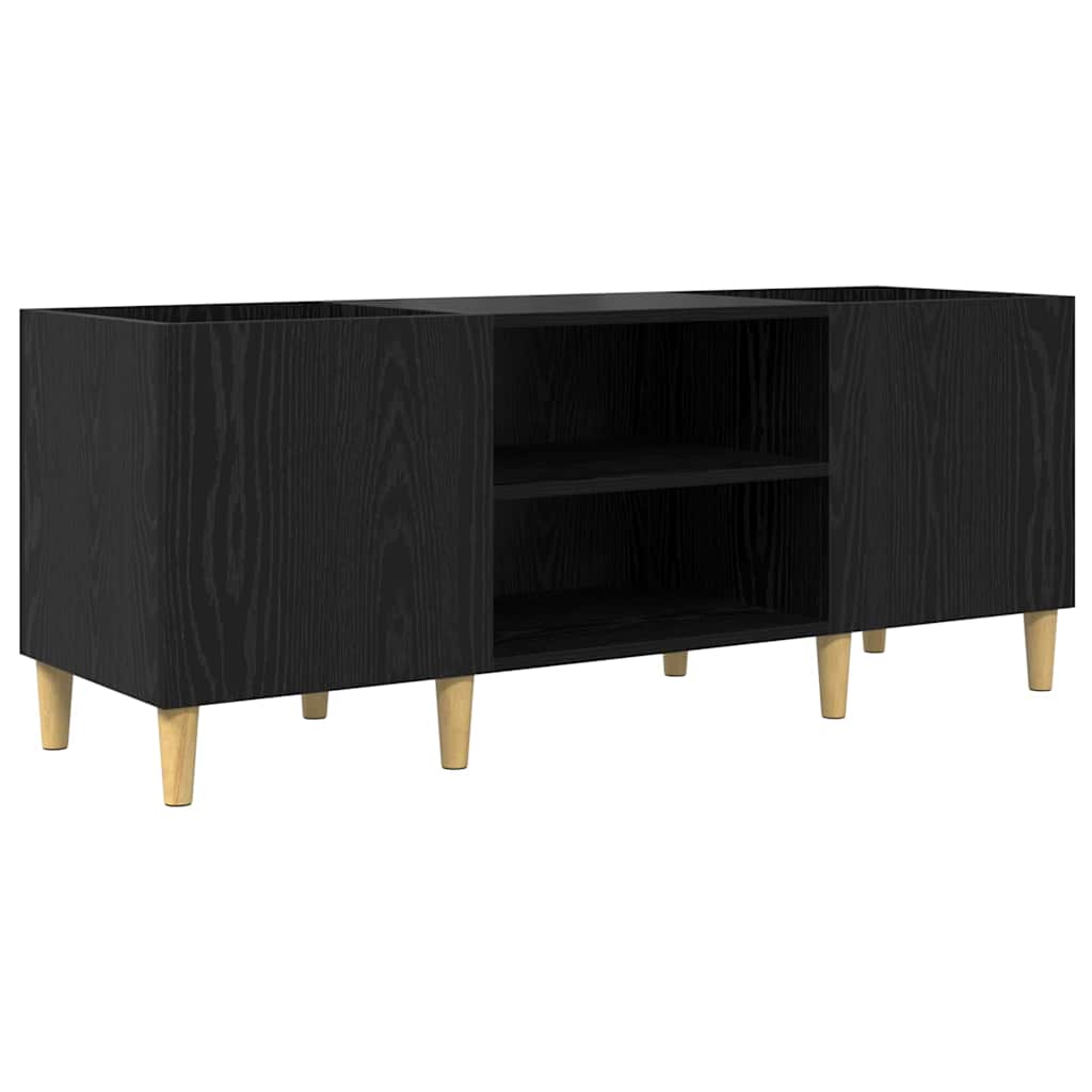 Platenkast Zwart Eiken 121 x 38 x 48 cm Bewerkt hout is nu te koop bij PeponiXL, paradijselijk wonen!