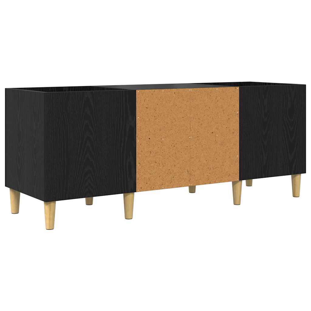 Platenkast Zwart Eiken 121 x 38 x 48 cm Bewerkt hout is nu te koop bij PeponiXL, paradijselijk wonen!