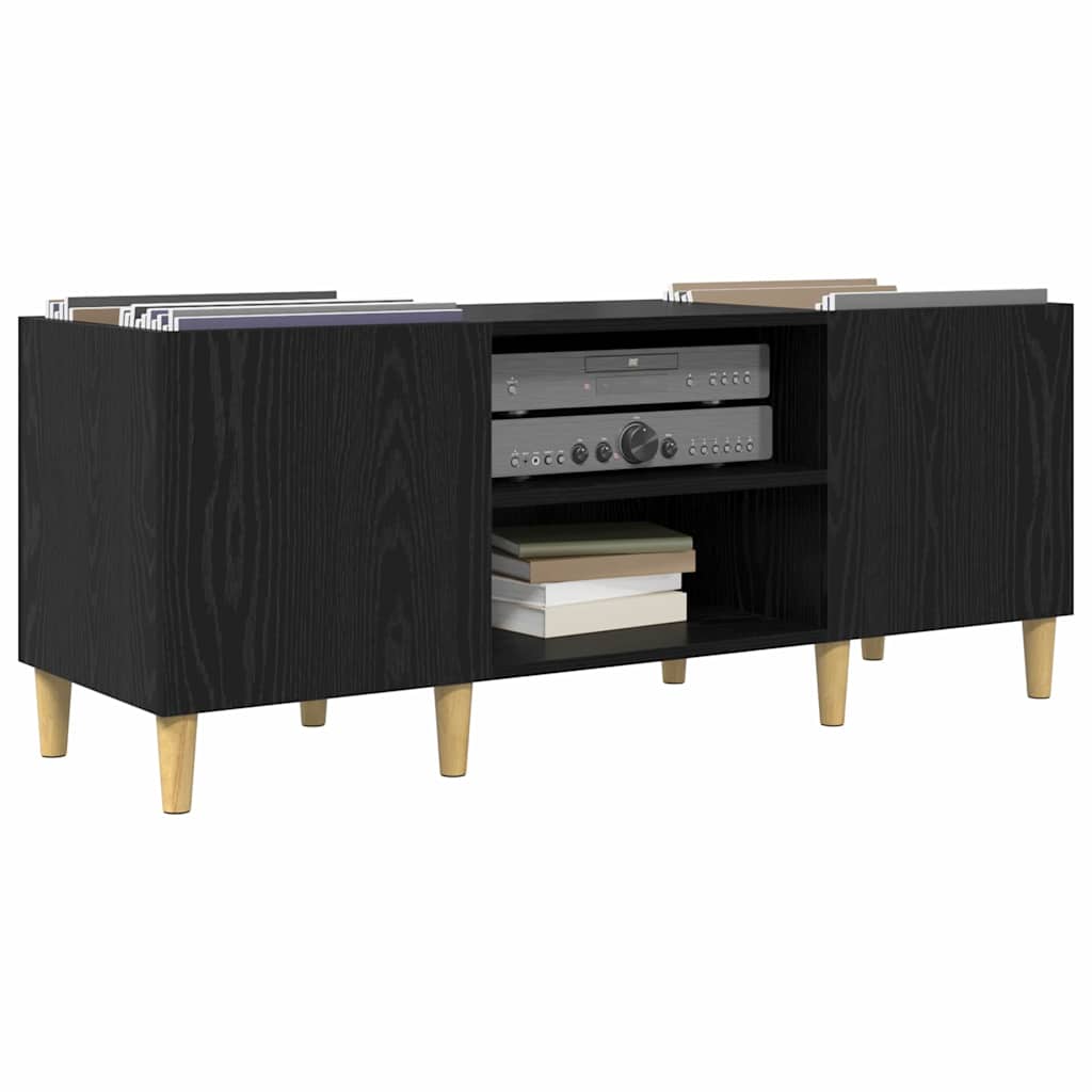 Platenkast Zwart Eiken 121 x 38 x 48 cm Bewerkt hout is nu te koop bij PeponiXL, paradijselijk wonen!