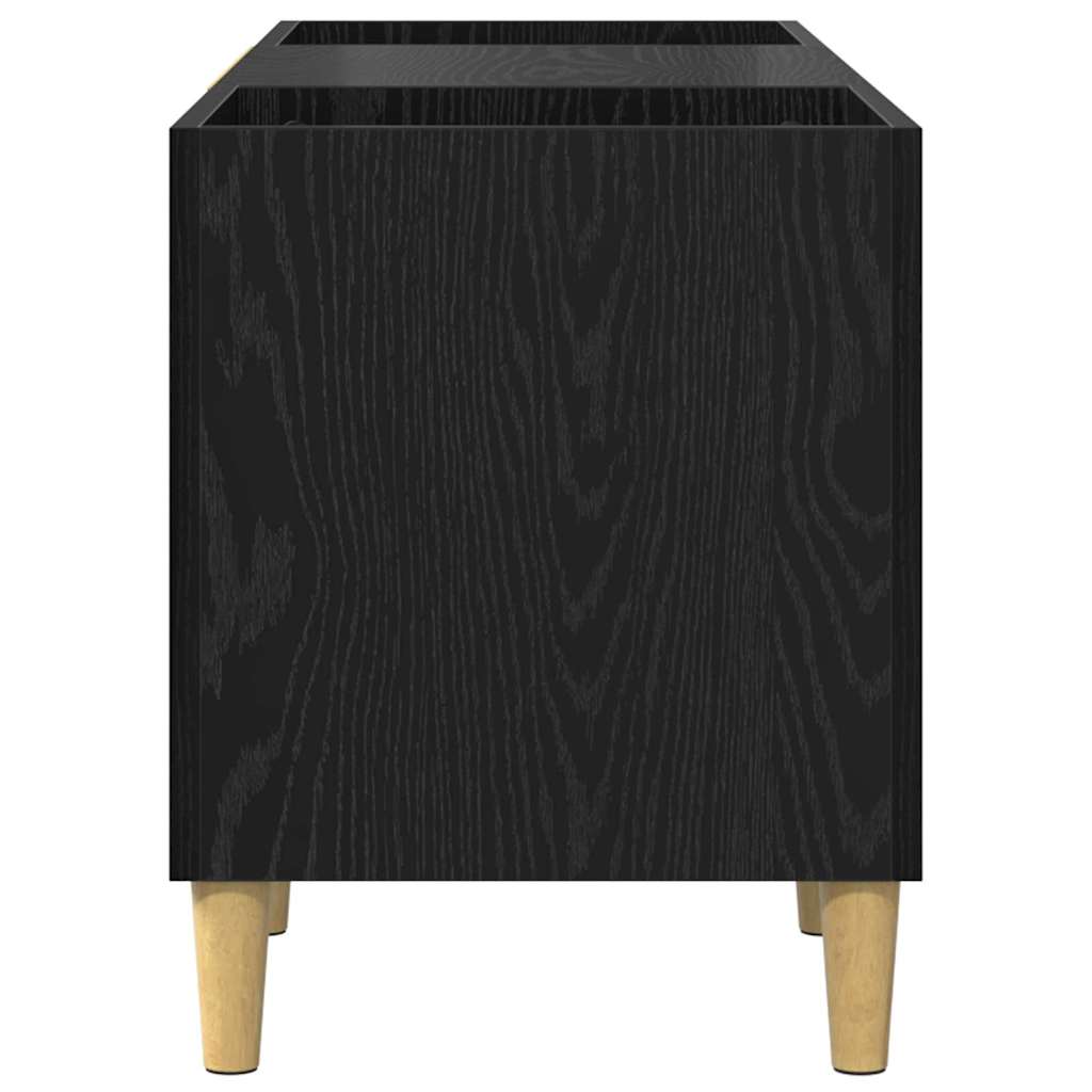 Platenkast Zwart Eiken 121 x 38 x 48 cm Bewerkt hout is nu te koop bij PeponiXL, paradijselijk wonen!