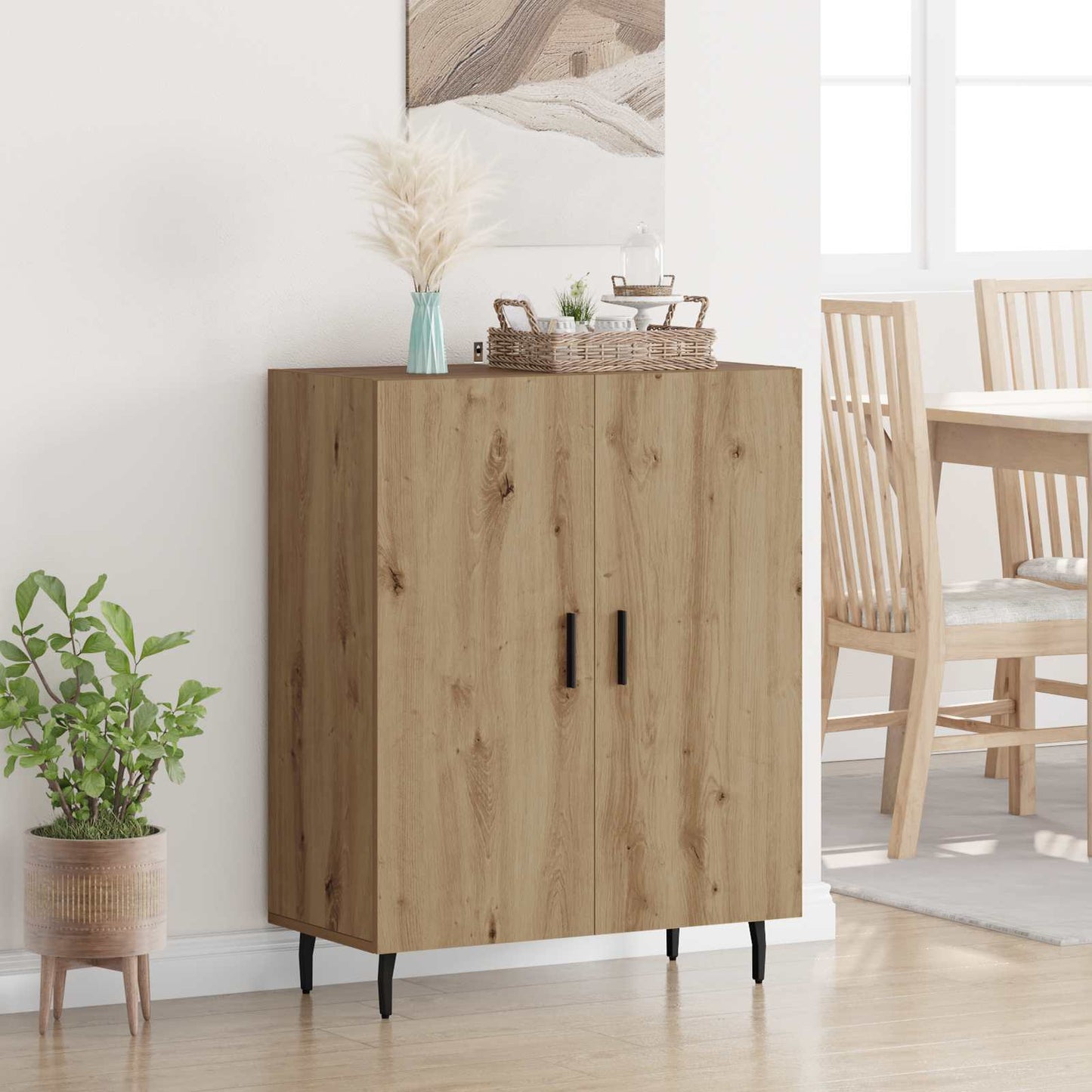 Dressoir Artisan Eiken 69,5 x 34 x 90 cm Bewerkt hout is nu te koop bij PeponiXL, paradijselijk wonen!