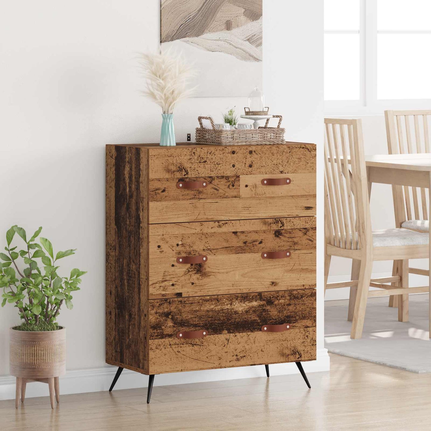 Ladekast met lade Oudhout 69,5 x 34 x 90 cm Geconstrueerd hout is nu te koop bij PeponiXL, paradijselijk wonen!