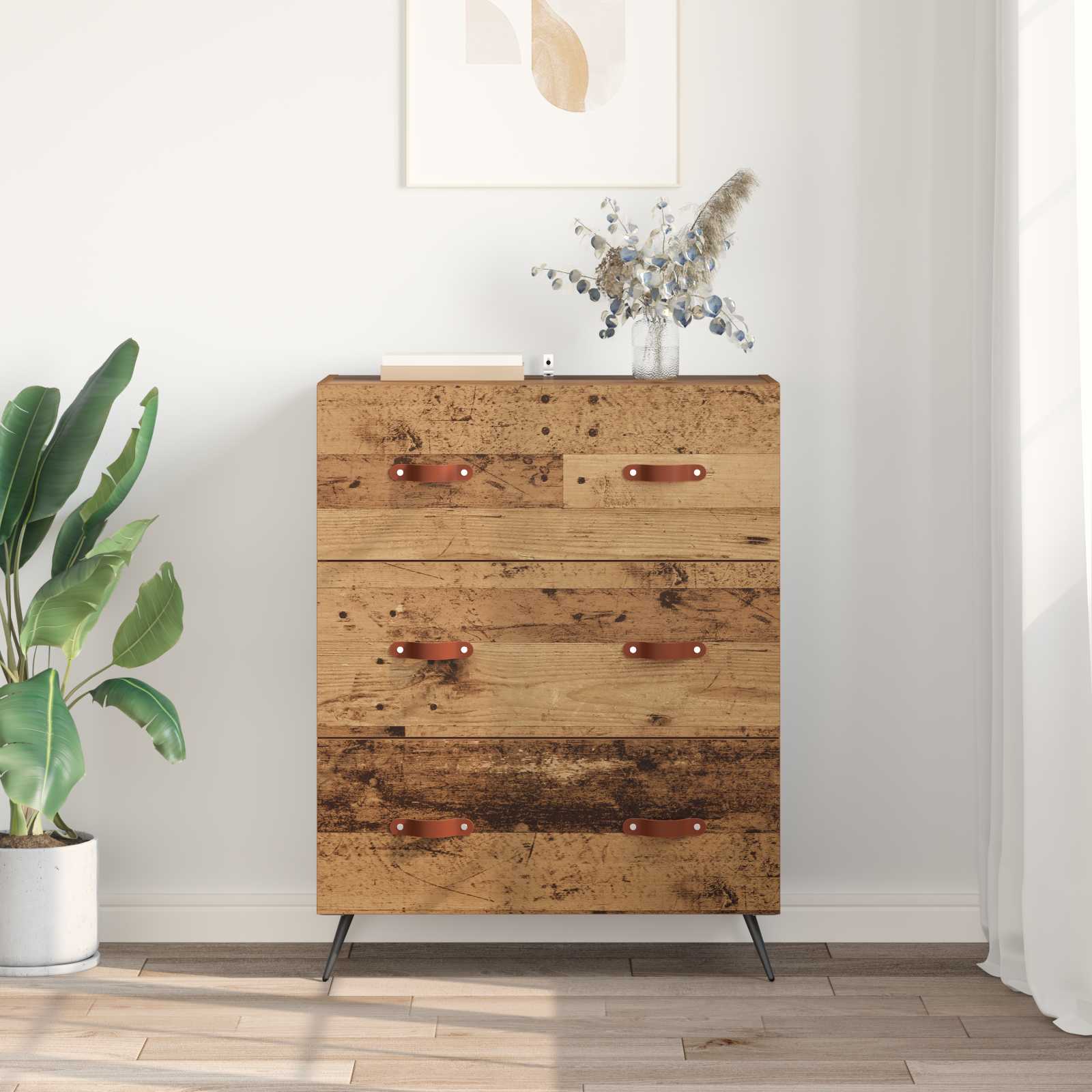 Ladekast met lade Oudhout 69,5 x 34 x 90 cm Geconstrueerd hout is nu te koop bij PeponiXL, paradijselijk wonen!