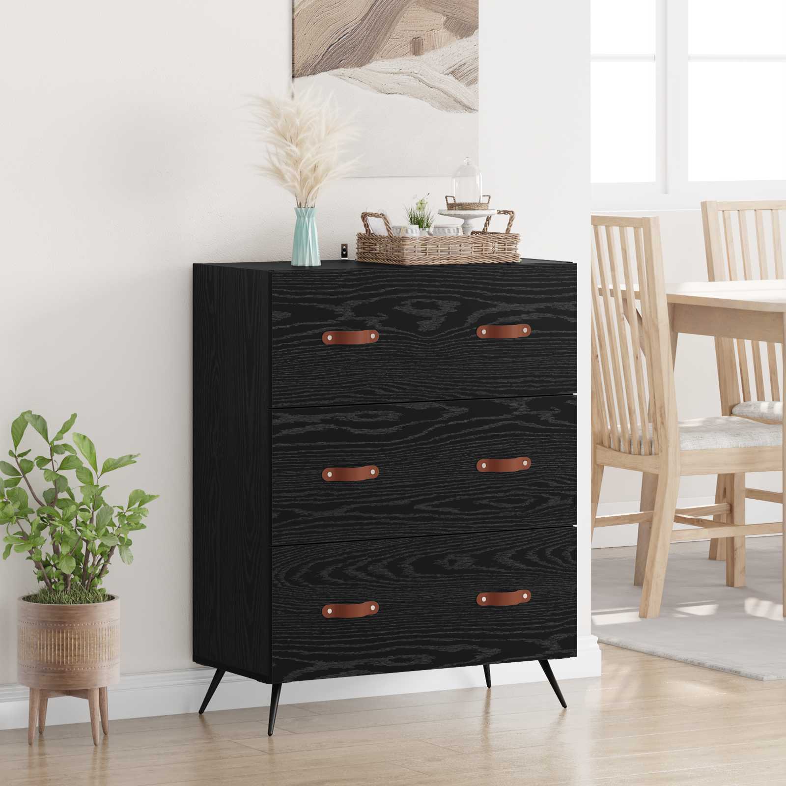 Ladekast Zwarte Eik 69,5 x 34 x 90 cm Geconstrueerd hout is nu te koop bij PeponiXL, paradijselijk wonen!