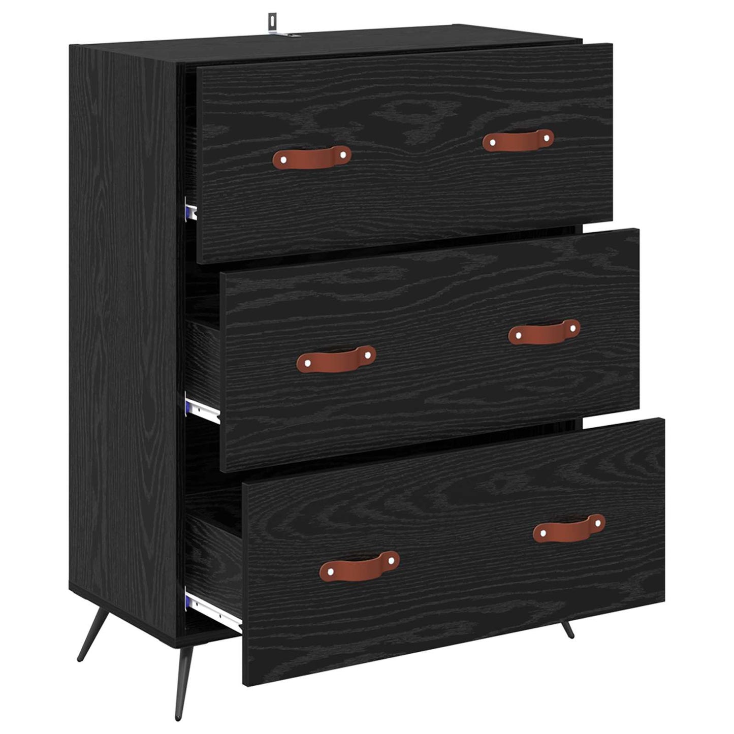 Ladekast Zwarte Eik 69,5 x 34 x 90 cm Geconstrueerd hout is nu te koop bij PeponiXL, paradijselijk wonen!
