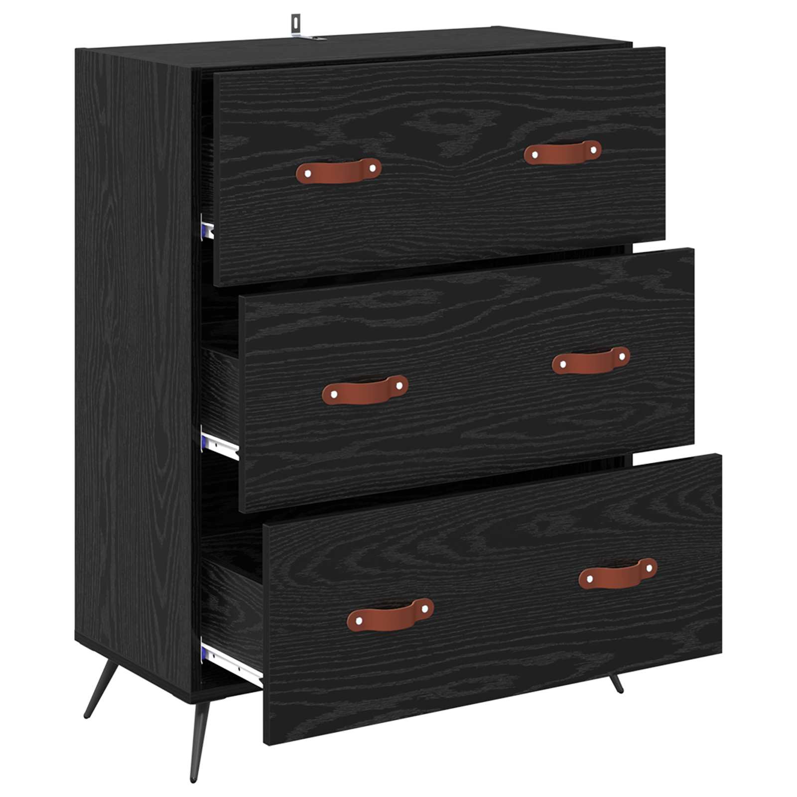 Ladekast Zwarte Eik 69,5 x 34 x 90 cm Geconstrueerd hout is nu te koop bij PeponiXL, paradijselijk wonen!