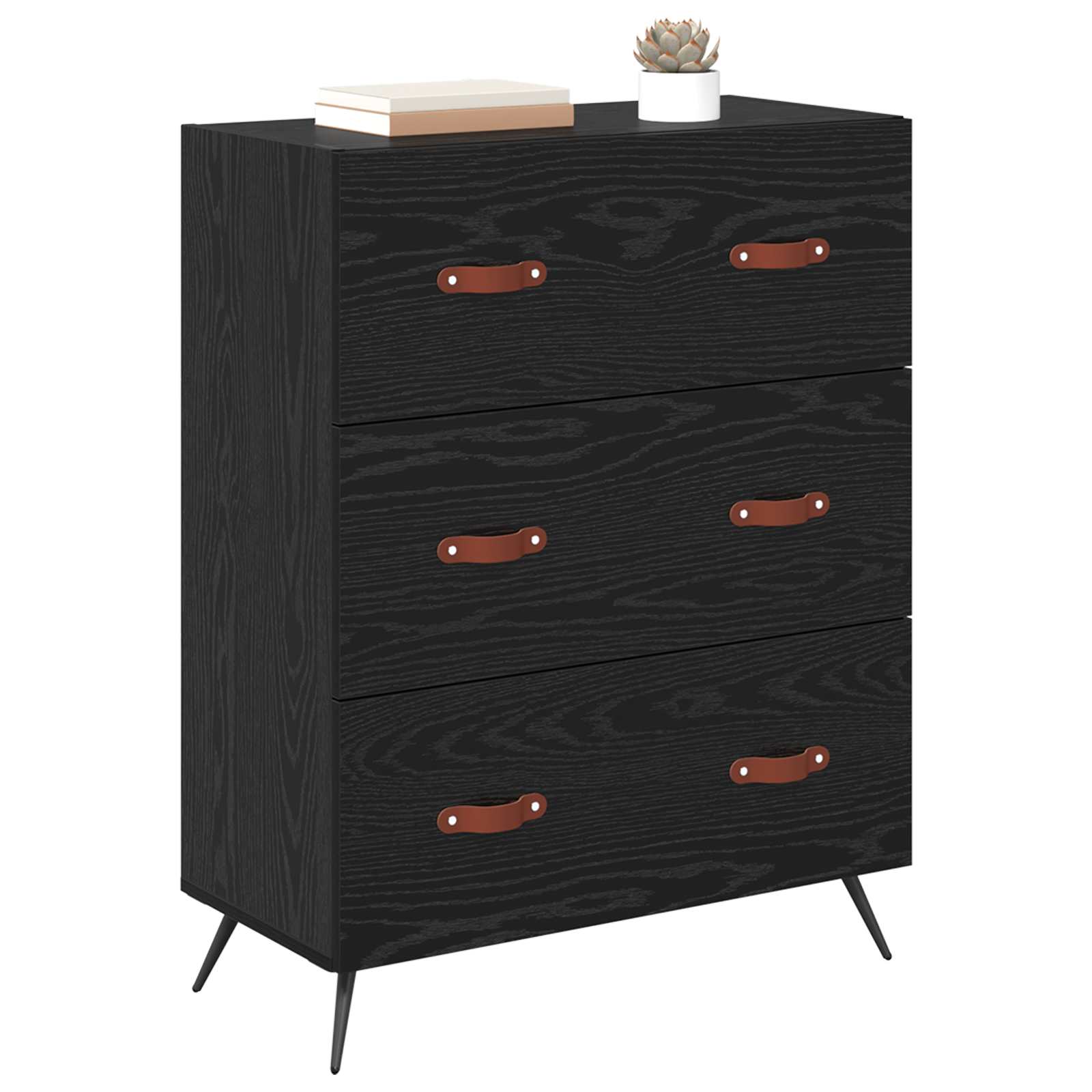Ladekast Zwarte Eik 69,5 x 34 x 90 cm Geconstrueerd hout is nu te koop bij PeponiXL, paradijselijk wonen!