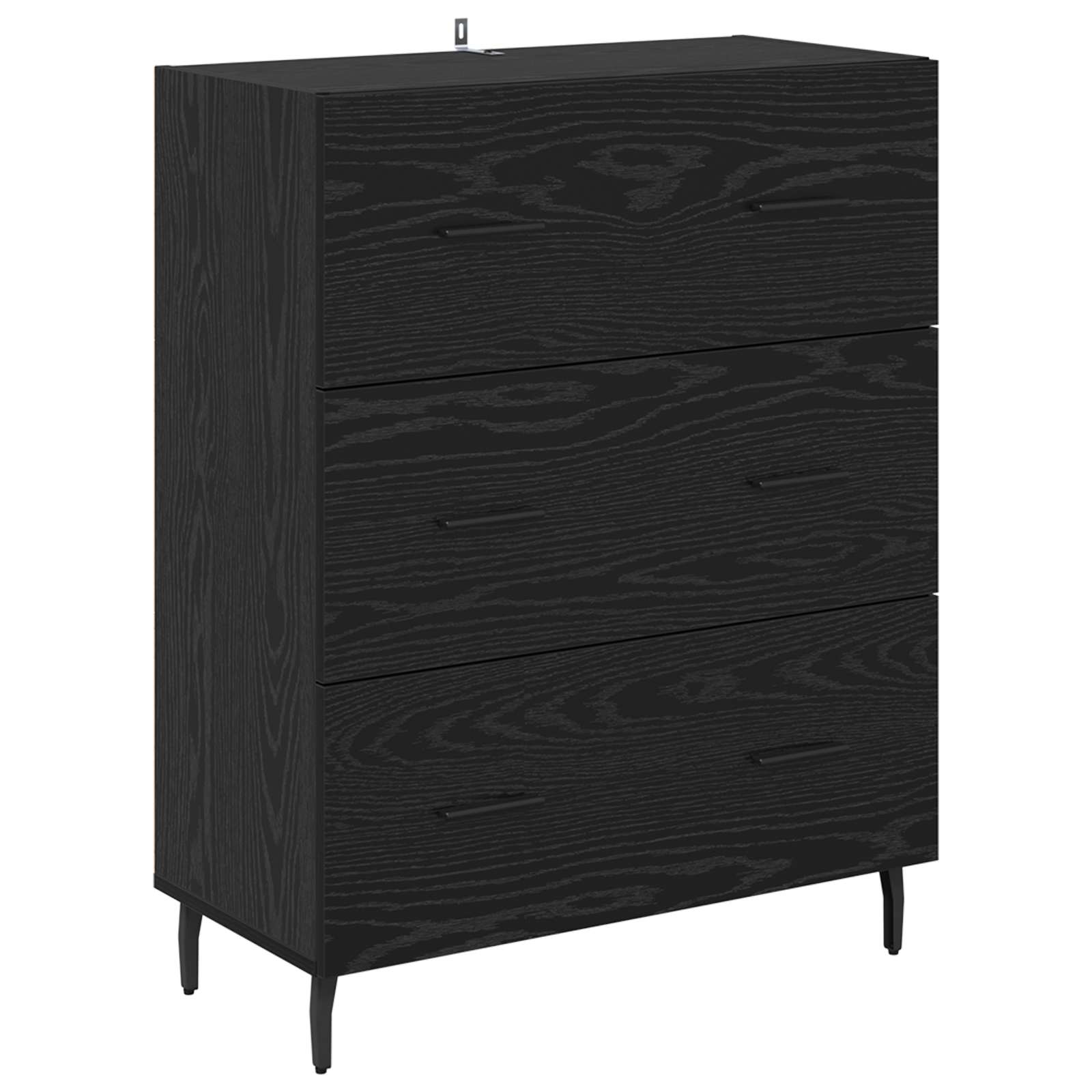 Dressoir Zwart Eiken 69,5 x 34 x 90 cm Gemonteerd hout en ijzer is nu te koop bij PeponiXL, paradijselijk wonen!