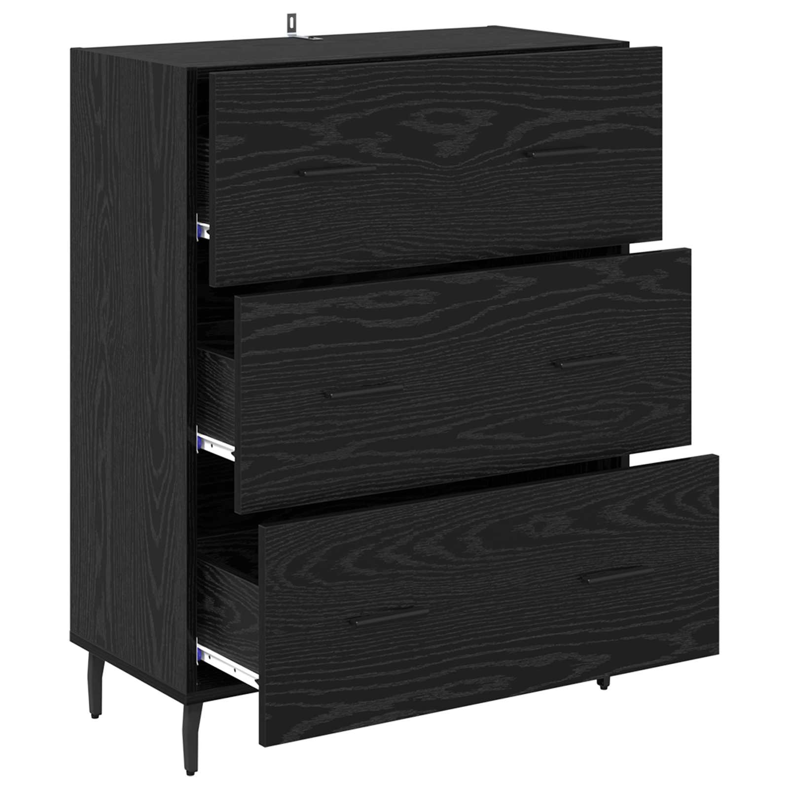Dressoir Zwart Eiken 69,5 x 34 x 90 cm Gemonteerd hout en ijzer is nu te koop bij PeponiXL, paradijselijk wonen!