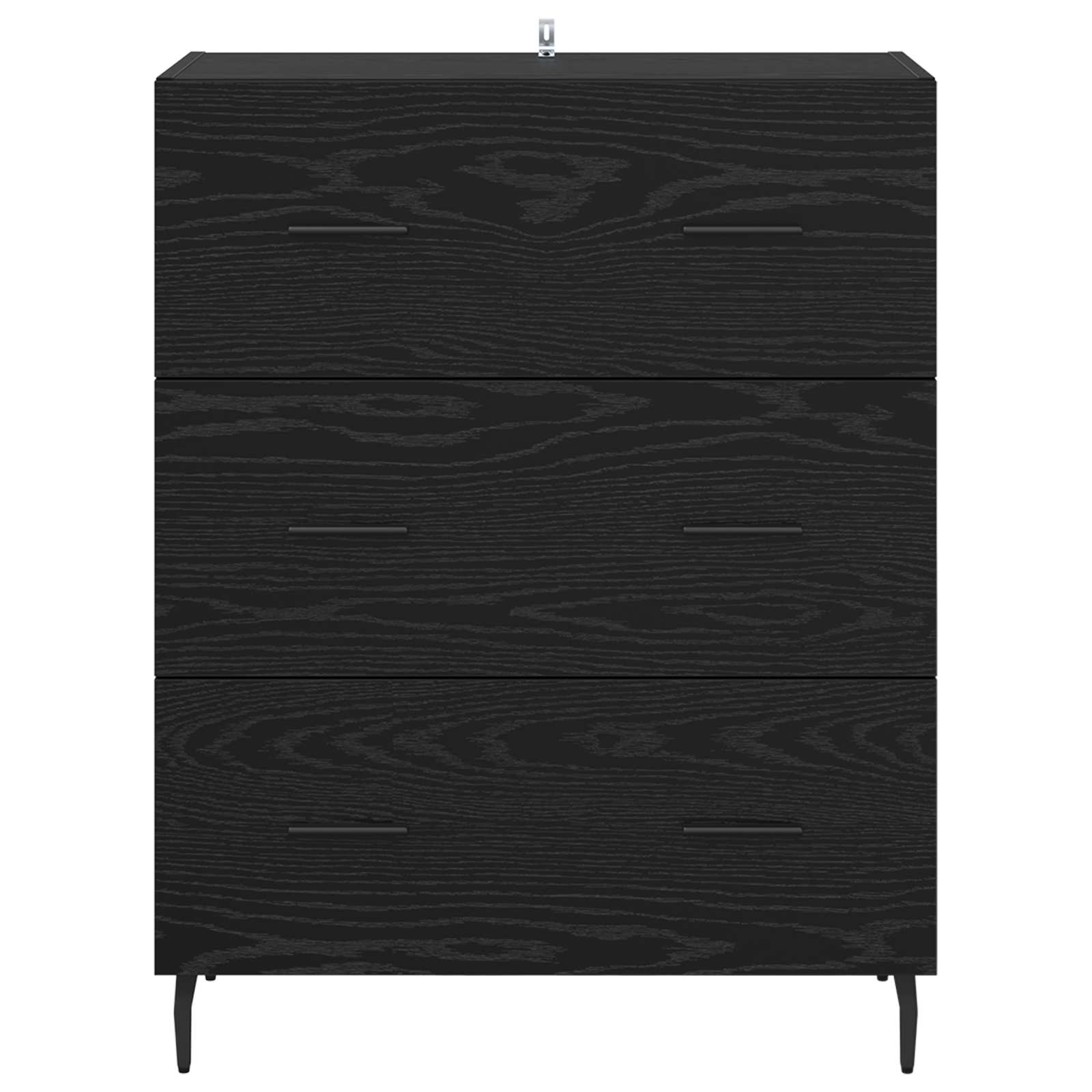 Dressoir Zwart Eiken 69,5 x 34 x 90 cm Gemonteerd hout en ijzer is nu te koop bij PeponiXL, paradijselijk wonen!