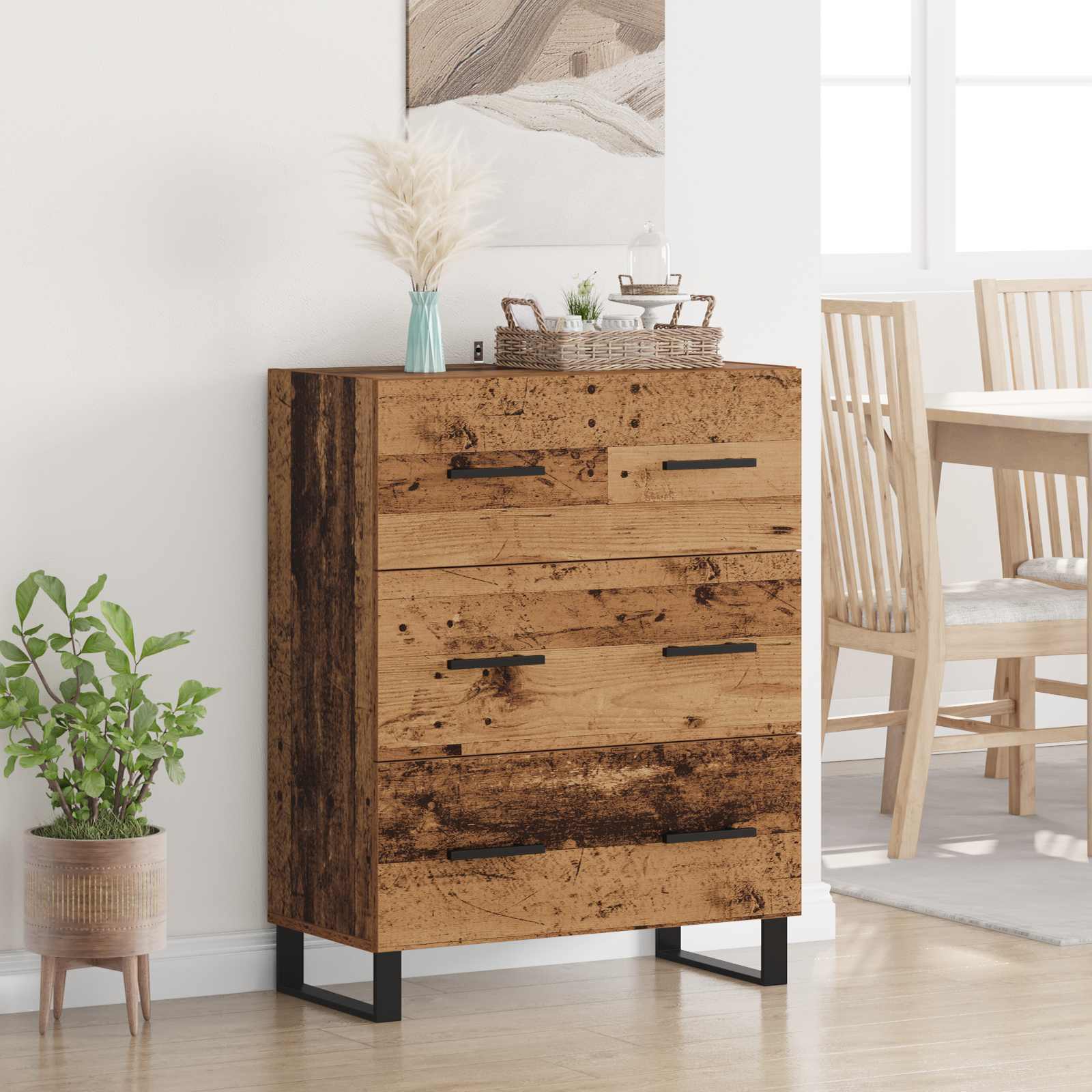 Dressoir Oud Hout 69,5 x 34 x 90 cm Gemonteerd hout en ijzer is nu te koop bij PeponiXL, paradijselijk wonen!