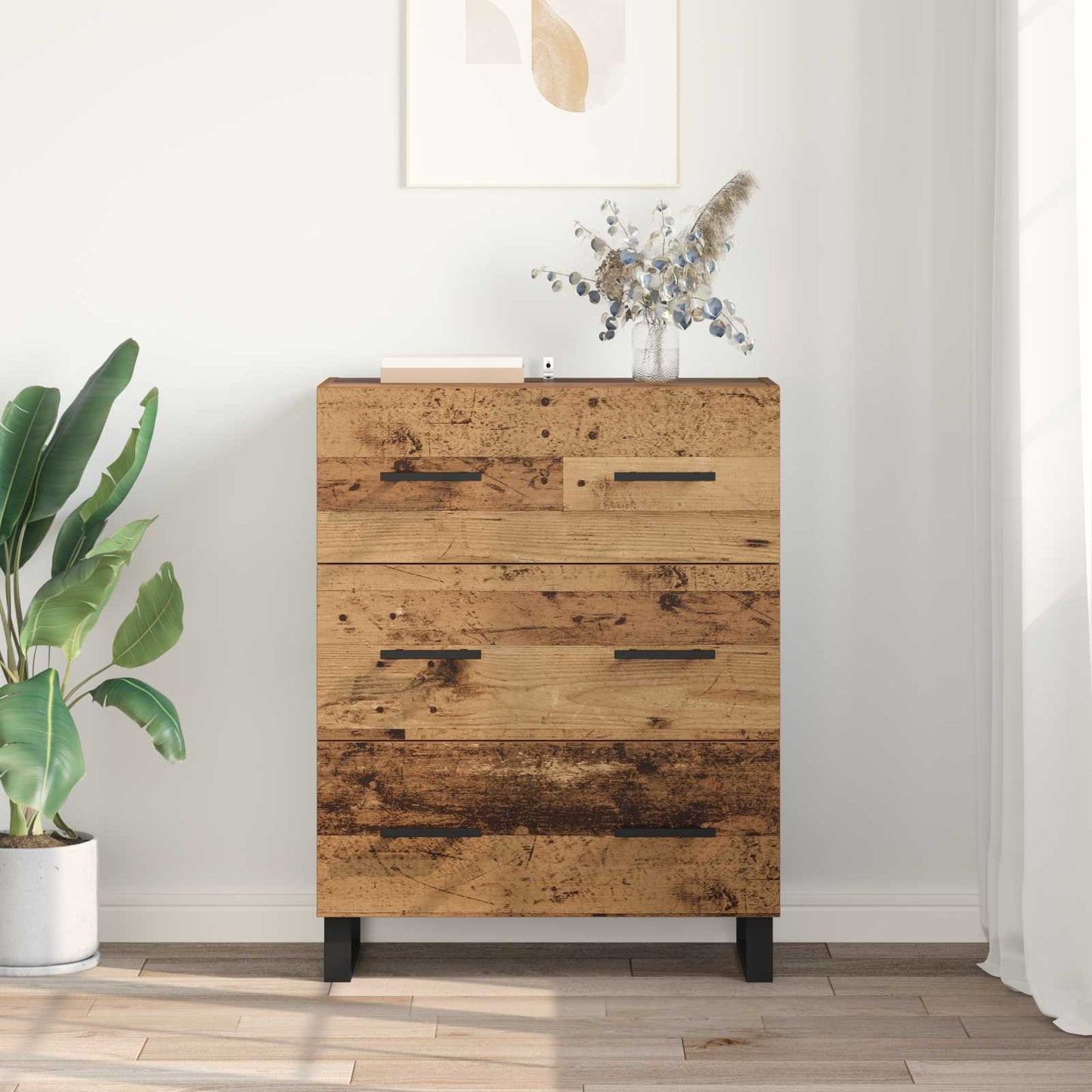 Dressoir Oud Hout 69,5 x 34 x 90 cm Gemonteerd hout en ijzer is nu te koop bij PeponiXL, paradijselijk wonen!
