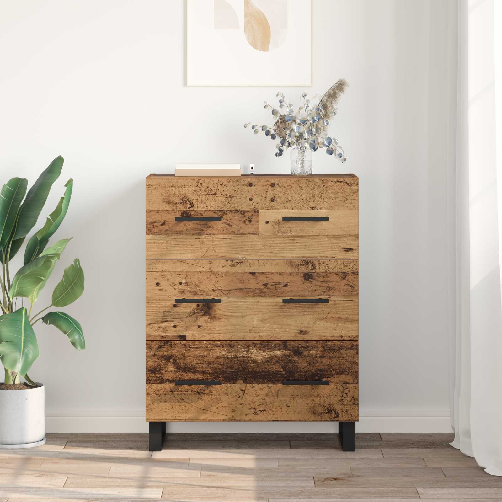 Dressoir Oud Hout 69,5 x 34 x 90 cm Gemonteerd hout en ijzer is nu te koop bij PeponiXL, paradijselijk wonen!