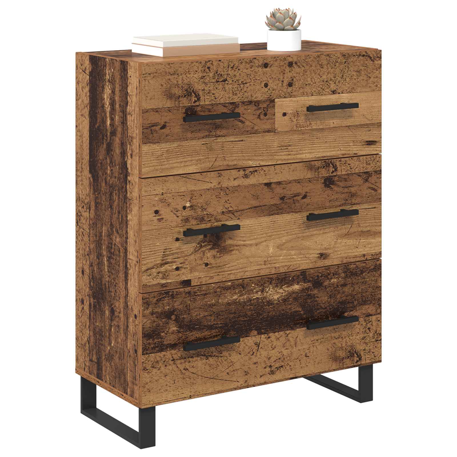 Dressoir Oud Hout 69,5 x 34 x 90 cm Gemonteerd hout en ijzer is nu te koop bij PeponiXL, paradijselijk wonen!