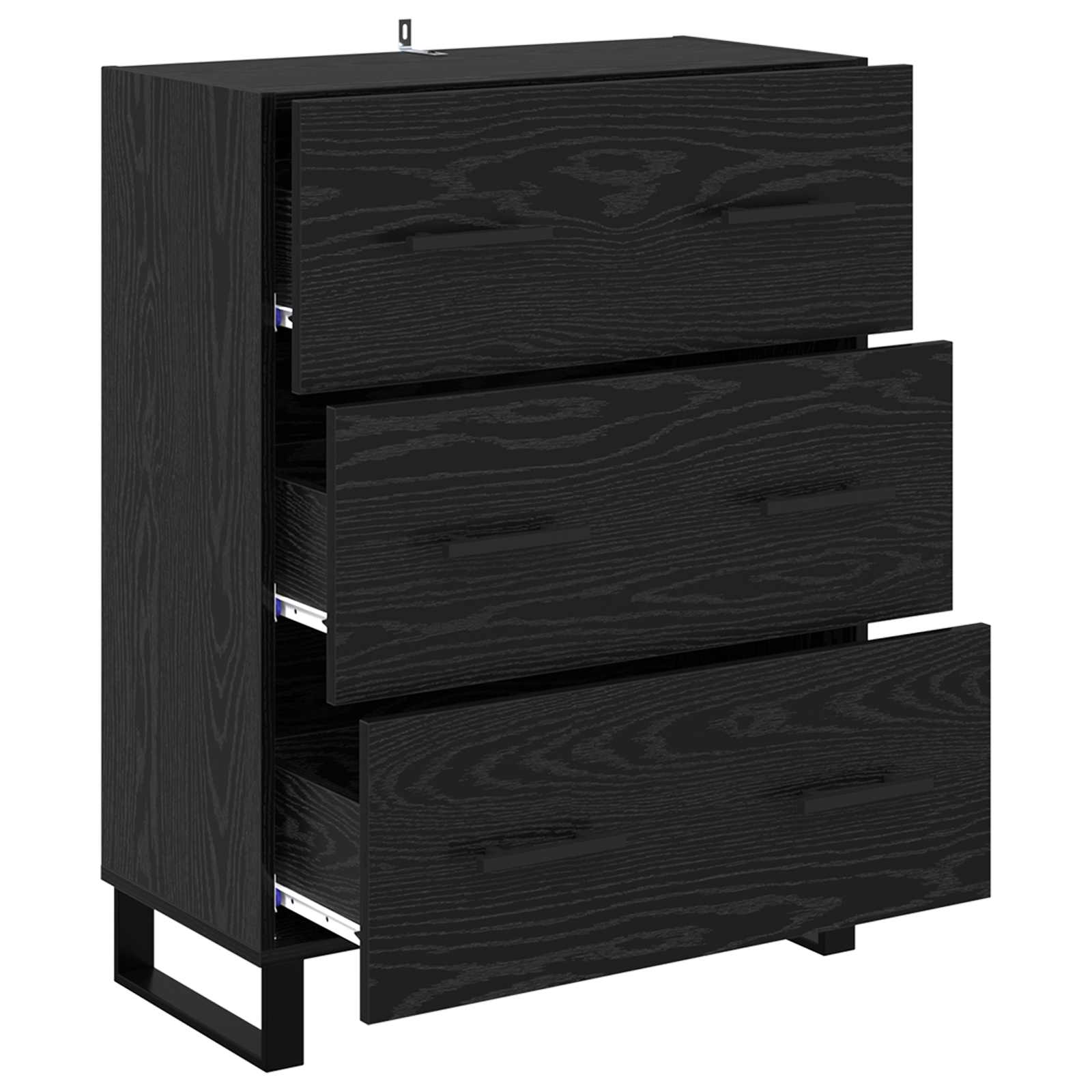 Dressoir Zwart Eiken 69,5 x 34 x 90 cm Gemonteerd hout en ijzer is nu te koop bij PeponiXL, paradijselijk wonen!